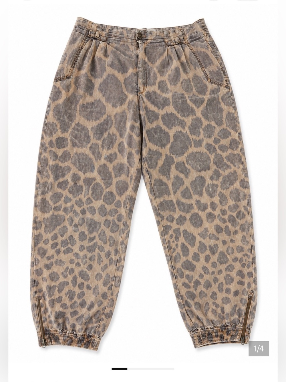 Anthropologie Giraffe  Print jogger trousers in Taupe/orange and Gray